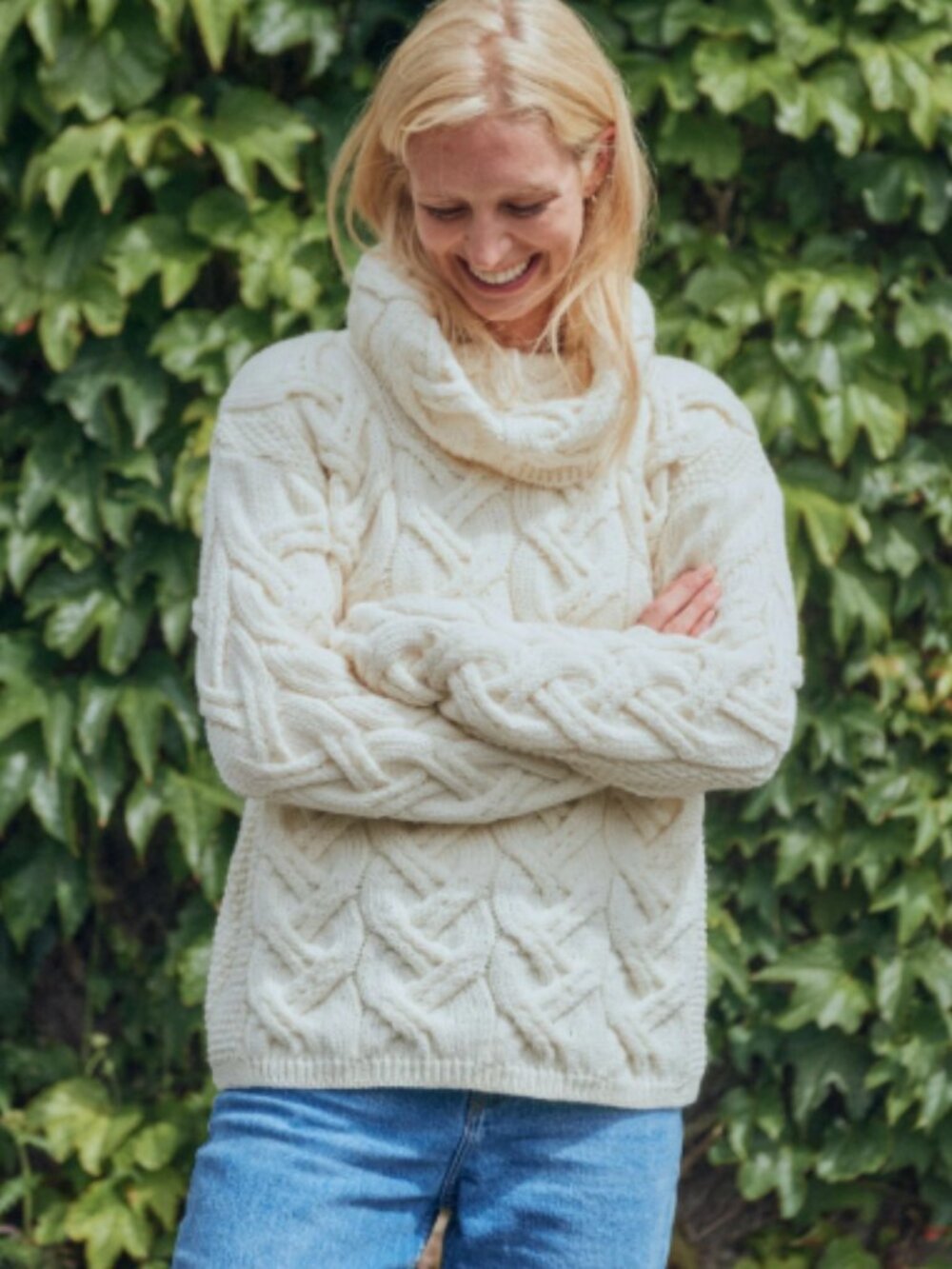 NWT Aran Kinsale Ladies Cable Sweater - Cream (L)